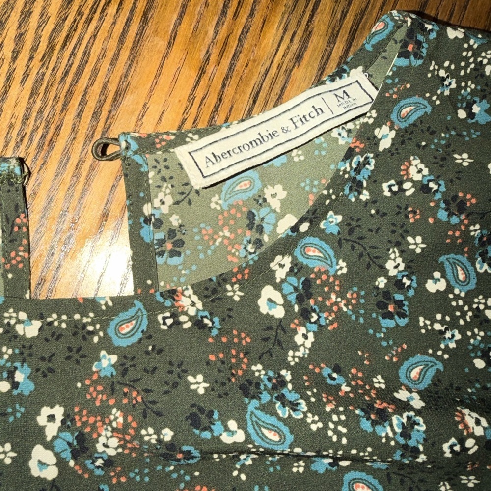 Abercrombie & Fitch Black Floral dress  with Blue Accents - Picture 2 of 5